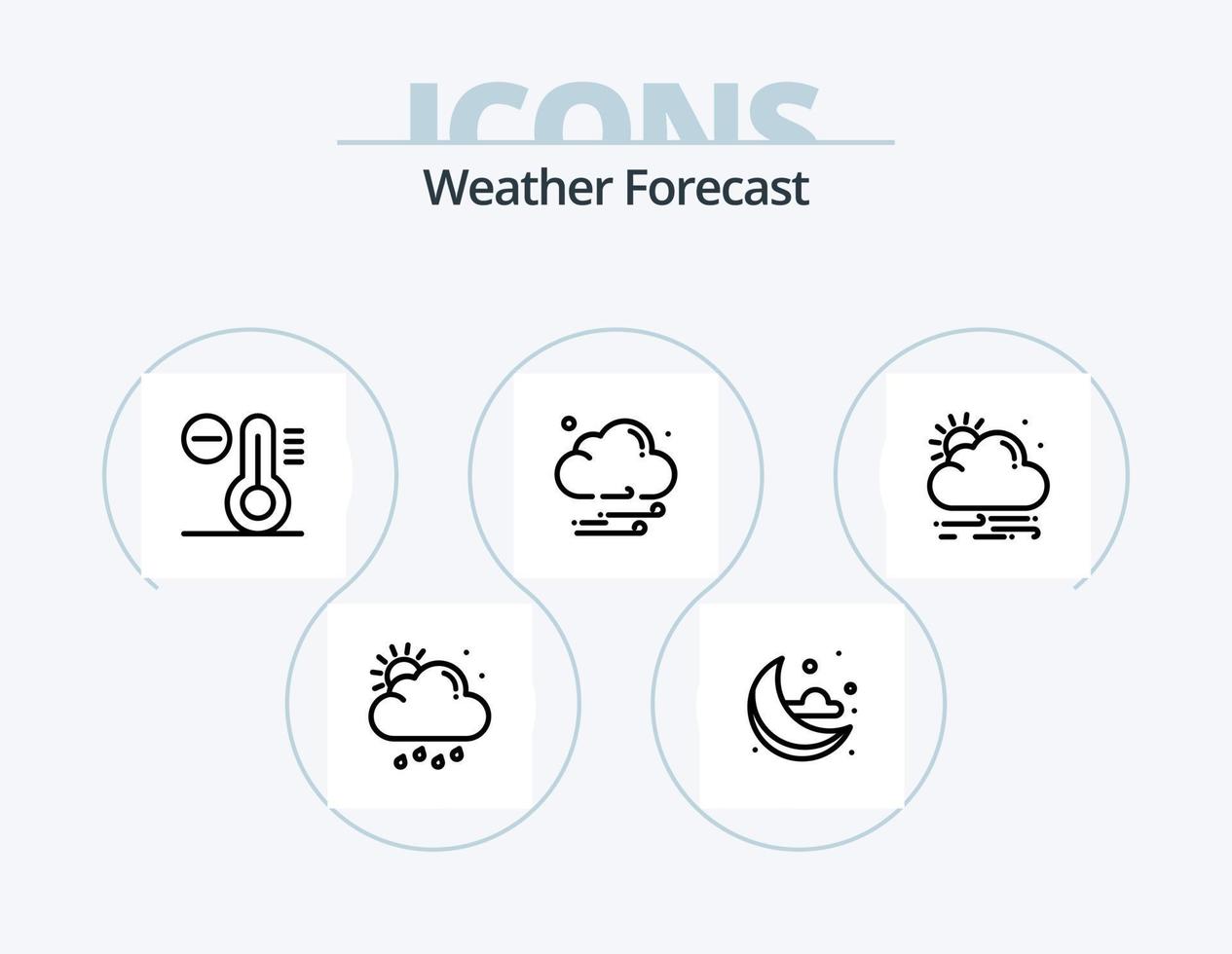 tempo metereologico linea icona imballare 5 icona design. . . mezzaluna. tempo atmosferico. Luna vettore