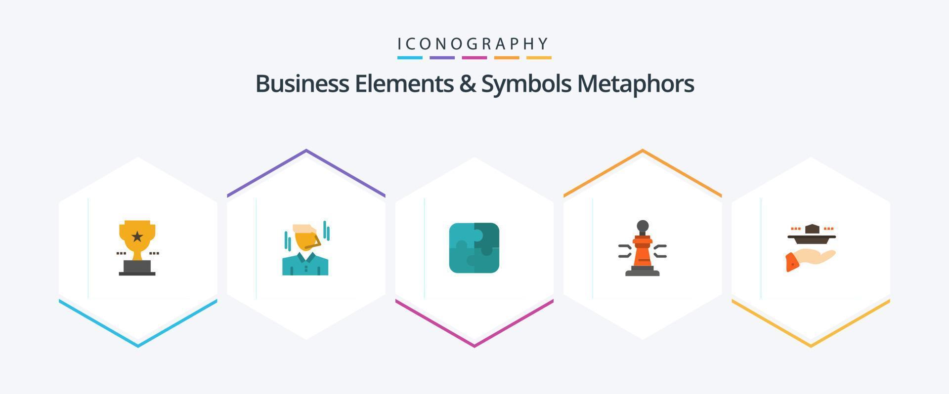 attività commerciale elementi e simboli metafore 25 piatto icona imballare Compreso cameriere. re. puzzle. giocatore. scacchi vettore