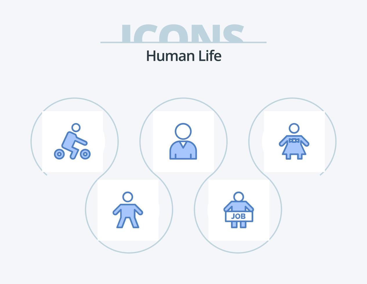 umano blu icona imballare 5 icona design. . le persone. bicicletta. arco legare. umano vettore