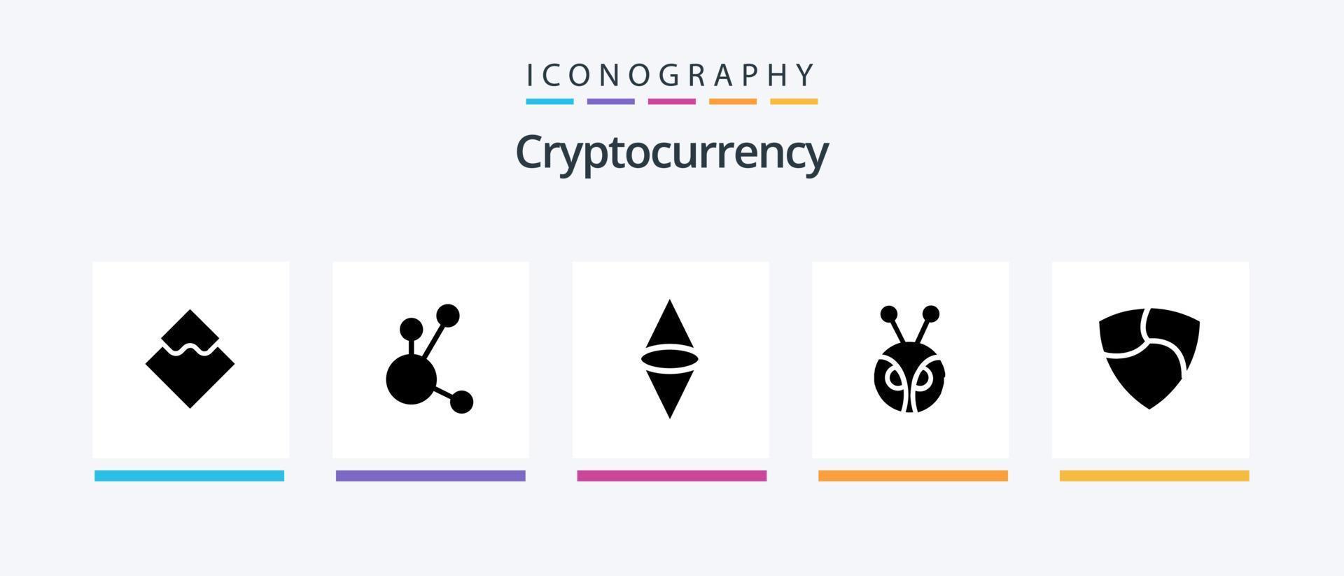 criptovaluta glifo 5 icona imballare Compreso formiche . i soldi. moneta . criptovaluta . ethereum. creativo icone design vettore