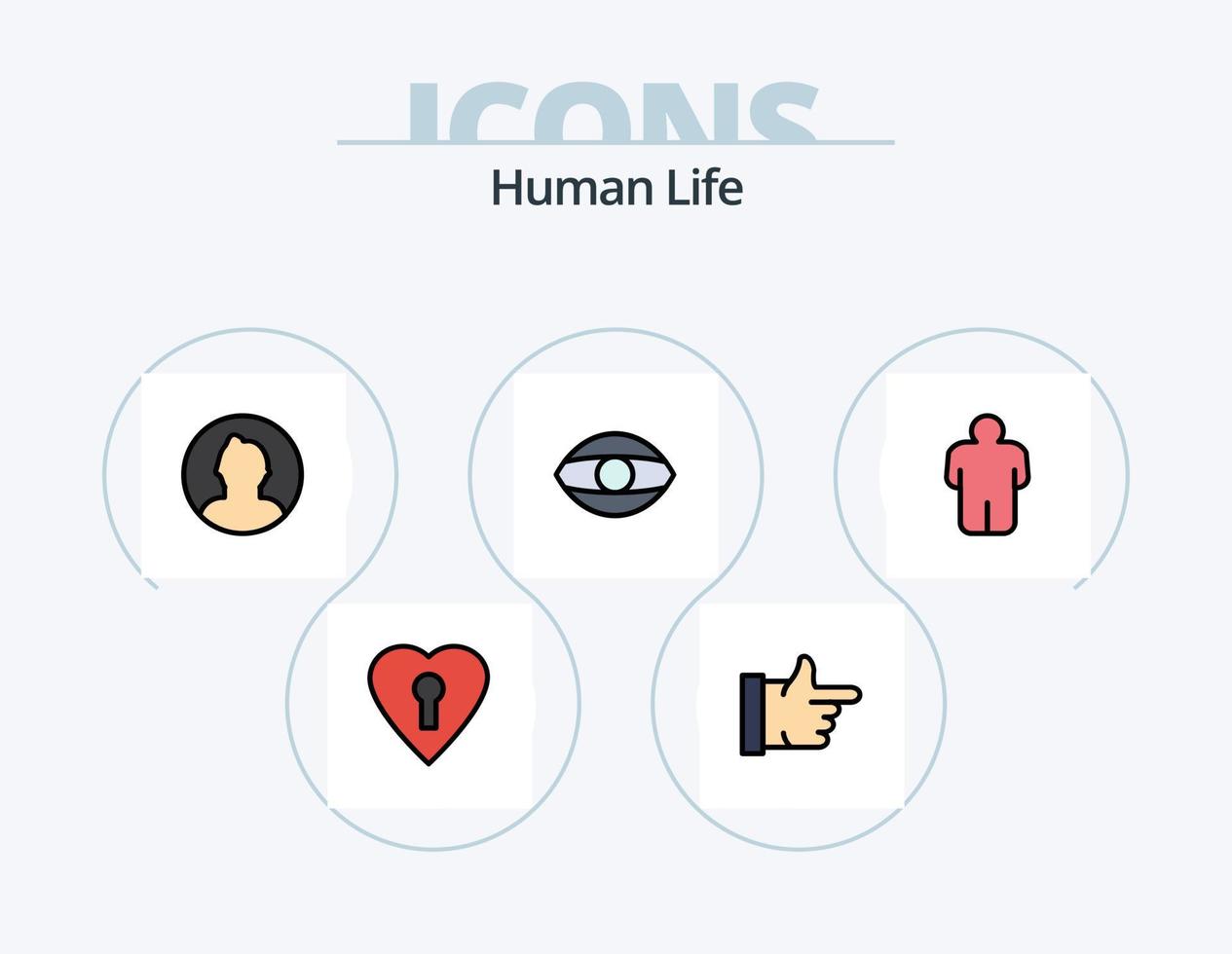 umano linea pieno icona imballare 5 icona design. . tocco. occhio. punto. dito vettore