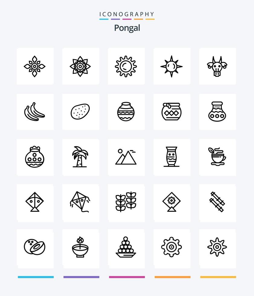 creativo pongale 25 schema icona imballare come come patato. cibo. luce. Banana. indiano vettore