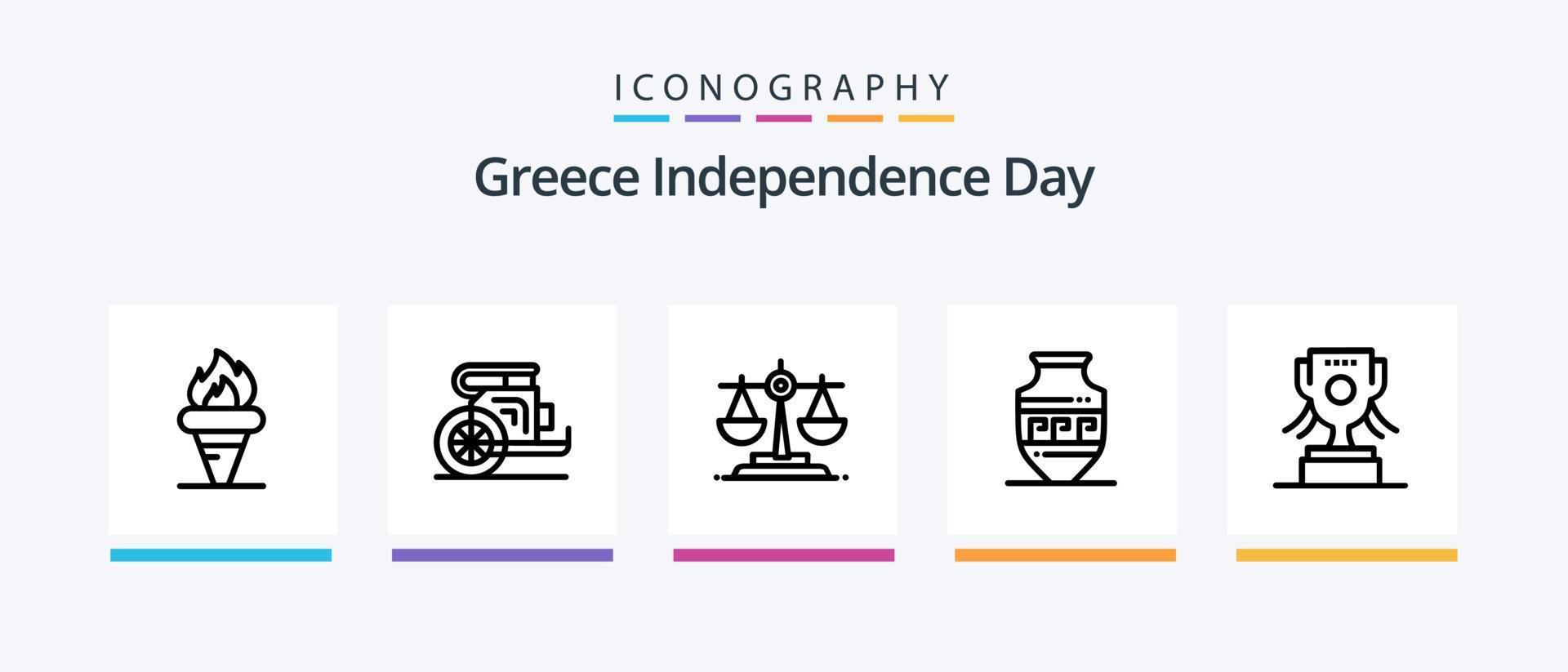 Grecia indipendenza giorno linea 5 icona imballare Compreso labirinto. cerchio. Irlanda. Grecia. emoji. creativo icone design vettore