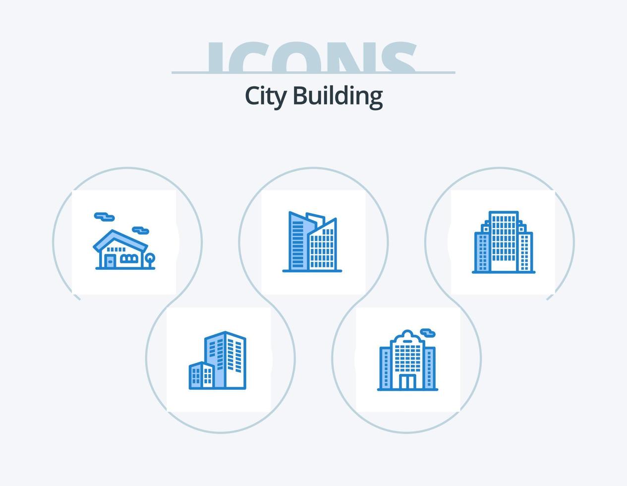 città edificio blu icona imballare 5 icona design. . azienda. Casa. costruzione. indirizzo vettore