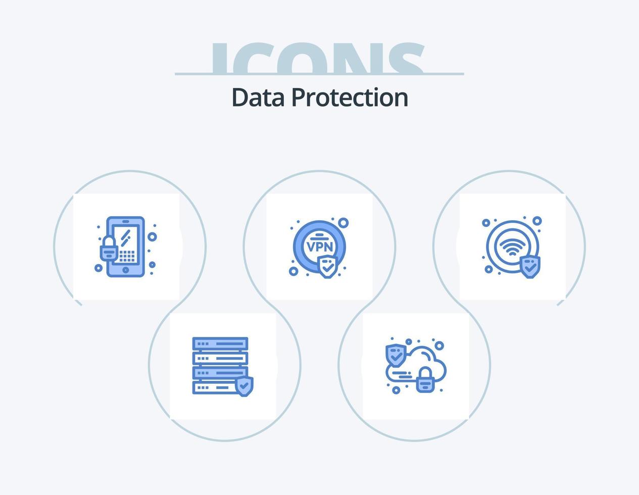 dati protezione blu icona imballare 5 icona design. . . sicurezza. Wifi. protezione vettore