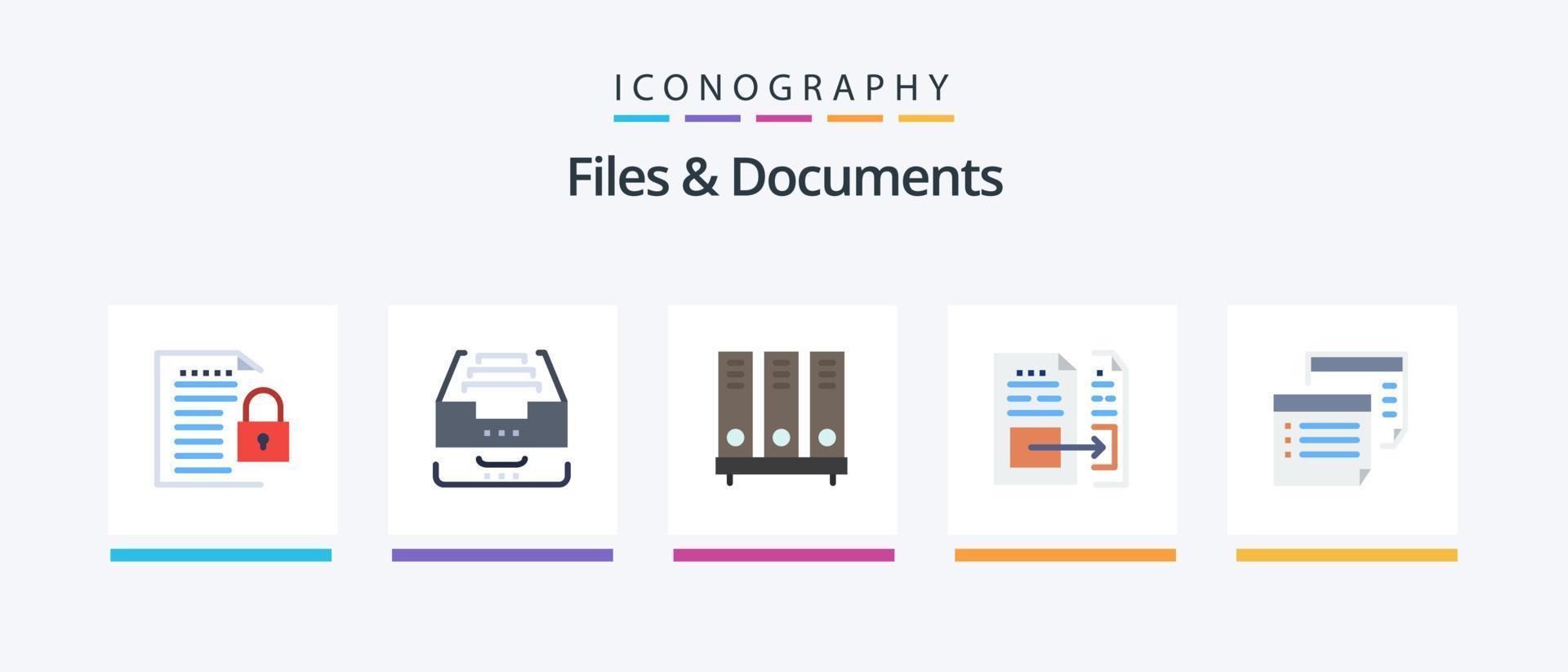 File e documenti piatto 5 icona imballare Compreso documento. account. documento. file. Banca dati. creativo icone design vettore