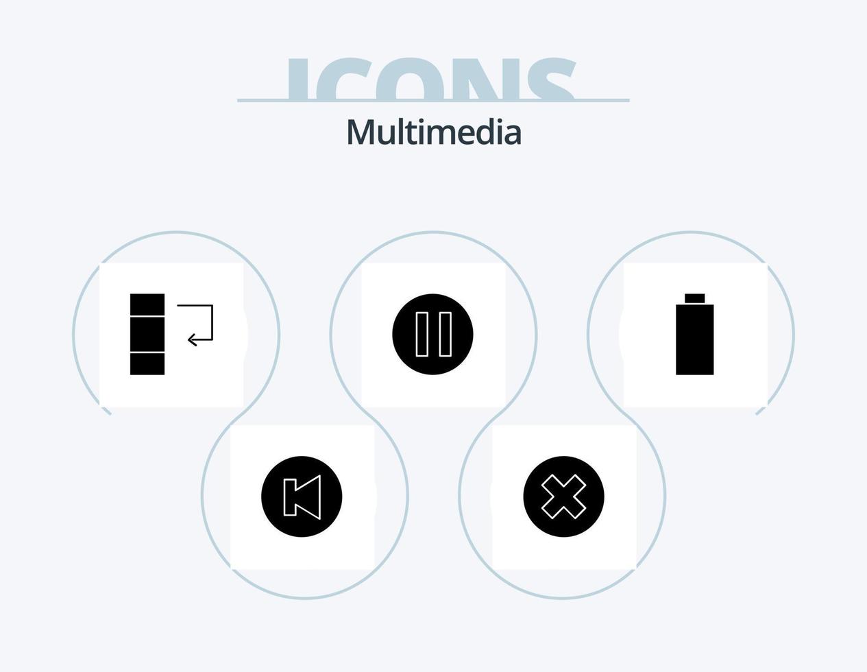 multimedia glifo icona imballare 5 icona design. . . dati. multimedia. batteria vettore