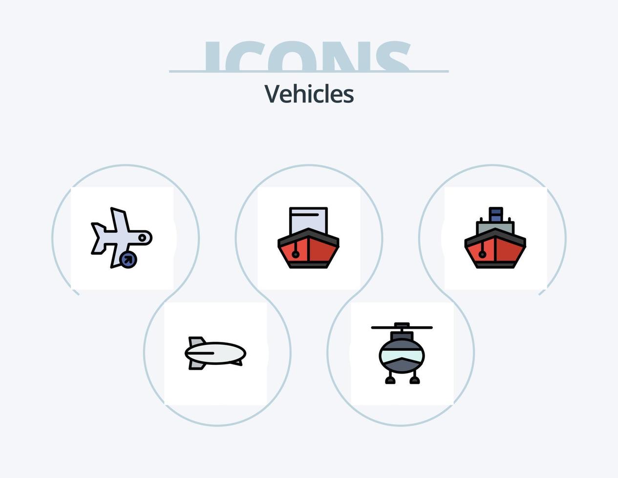 veicoli linea pieno icona imballare 5 icona design. trasporto. veicoli. macchina. trasporto. pieno vettore