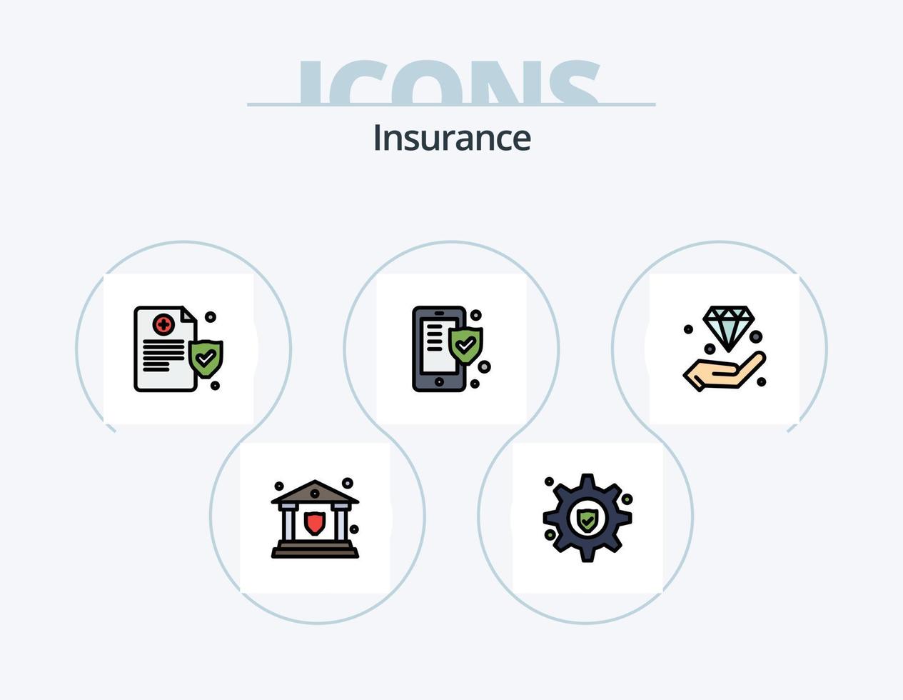 assicurazione linea pieno icona imballare 5 icona design. . protezione. assicurazione. assicurazione. sicurezza vettore