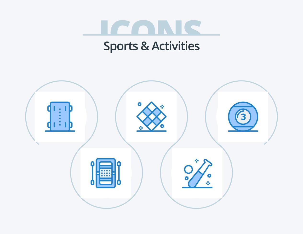 gli sport e attività blu icona imballare 5 icona design. gioco. Atletica. palestra. skateboard. sport vettore