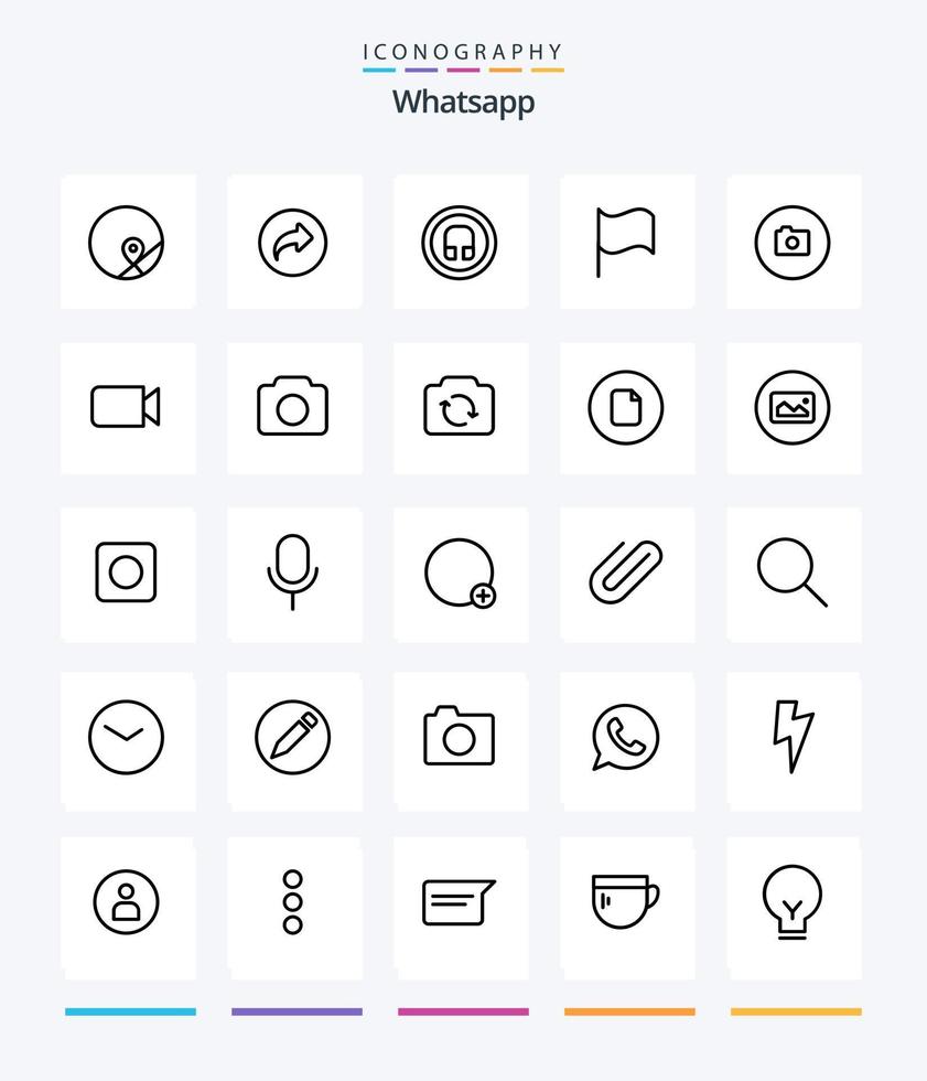creativo WhatsApp 25 schema icona imballare come come di base. telecamera. auricolare. ui. di base vettore