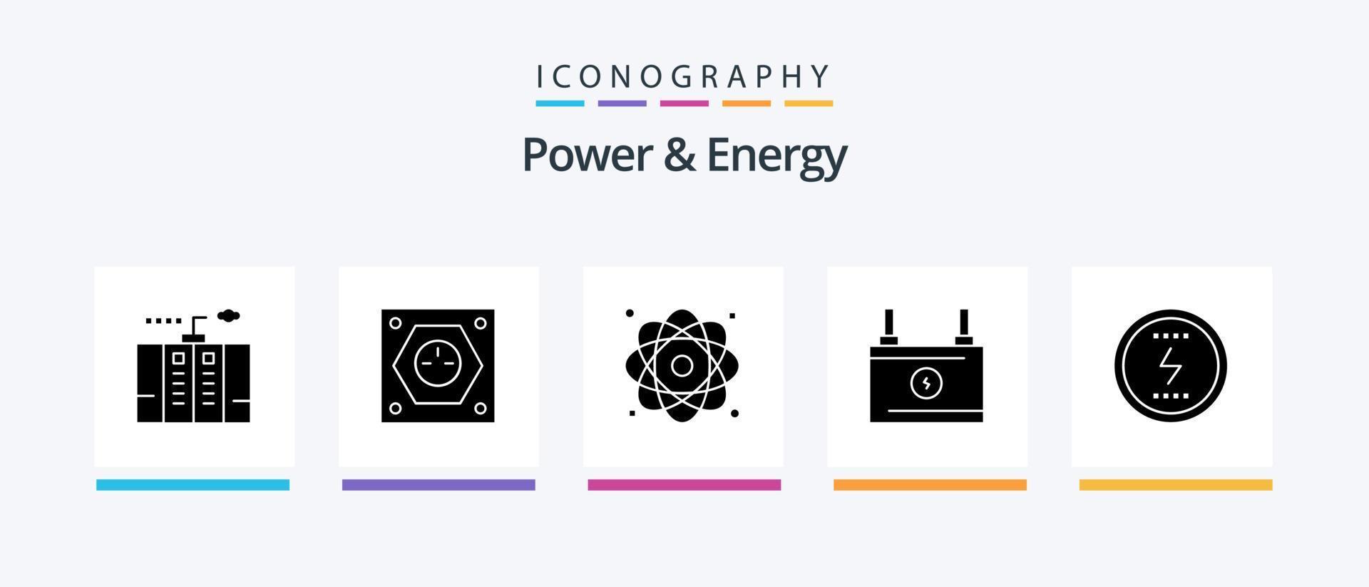 energia e energia glifo 5 icona imballare Compreso energia. accumulatore. potenza. potenza. molecola. creativo icone design vettore