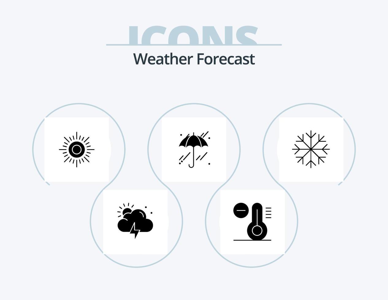 tempo metereologico glifo icona imballare 5 icona design. . . tempo atmosferico. fiocchi di neve. brina vettore