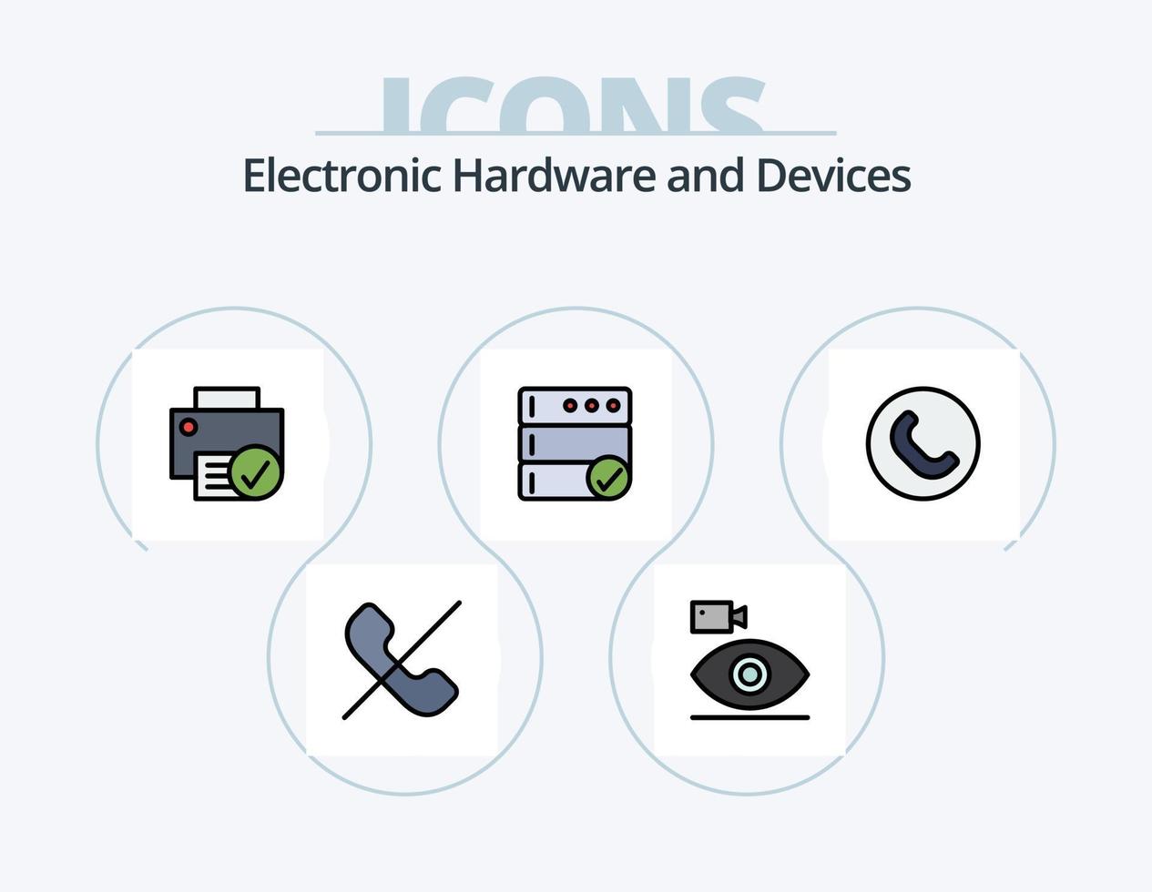 dispositivi linea pieno icona imballare 5 icona design. telecamera. Camera. chiamata. foto. fiore vettore