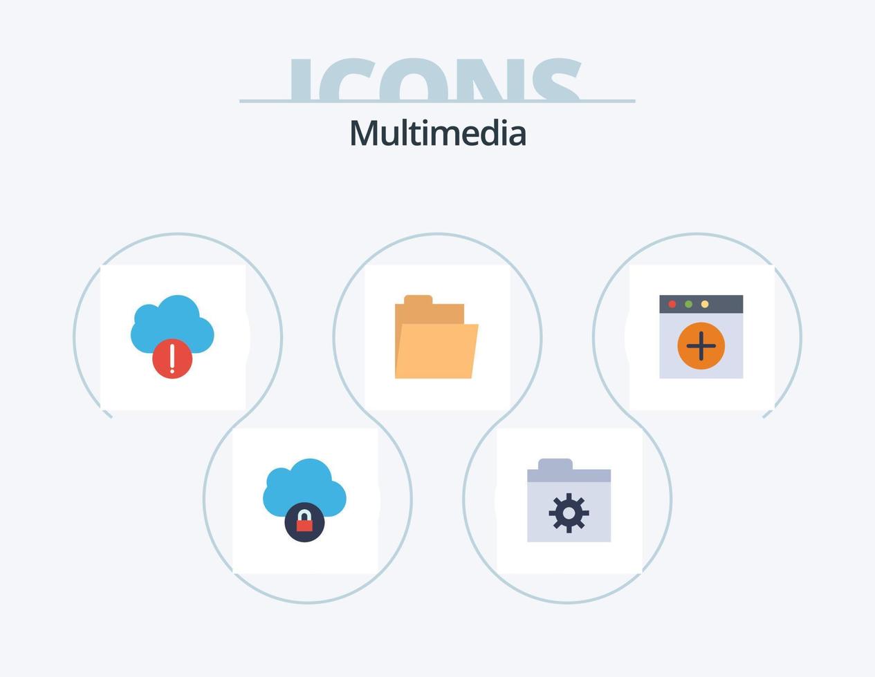 multimedia piatto icona imballare 5 icona design. . . dati. nuovo. App vettore