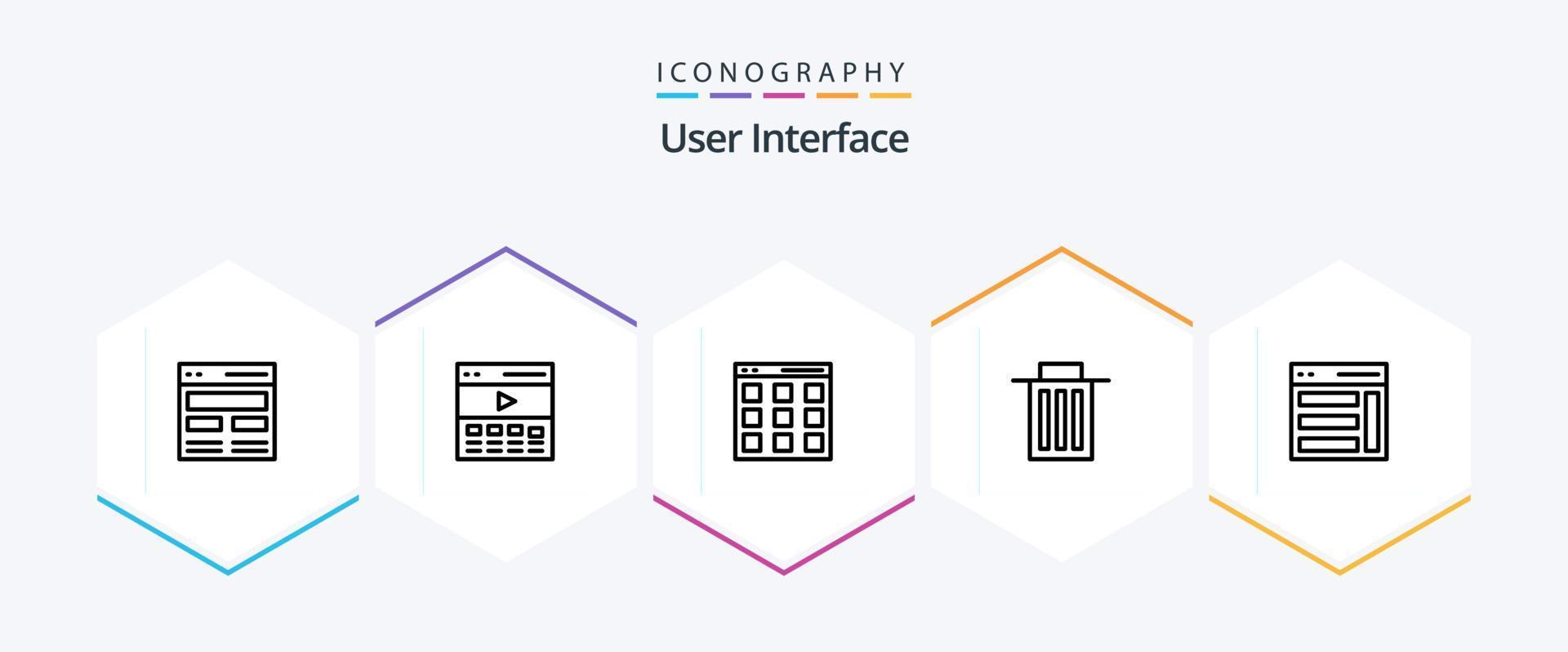 utente interfaccia 25 linea icona imballare Compreso Giusto. comunicazione. utente. spazzatura vettore