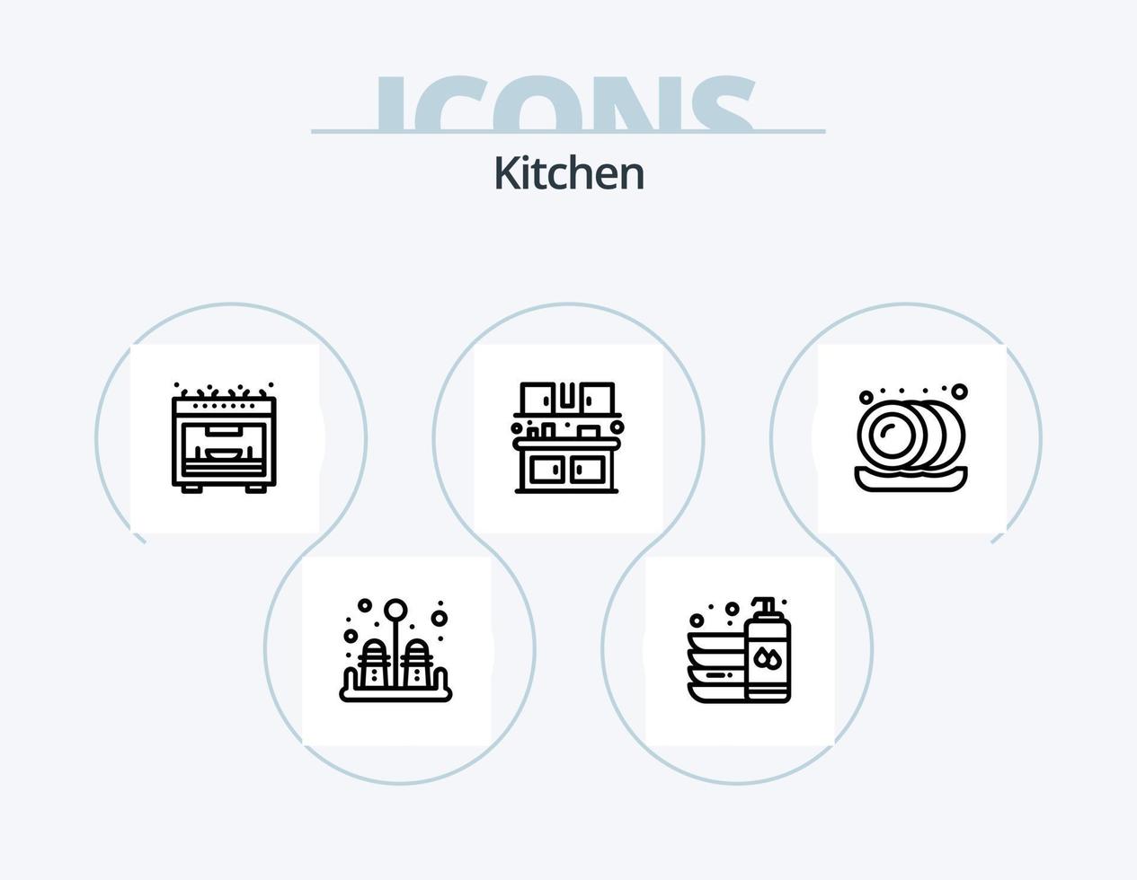 cucina linea icona imballare 5 icona design. tostapane. elettrico. cucina. prima colazione. succo vettore