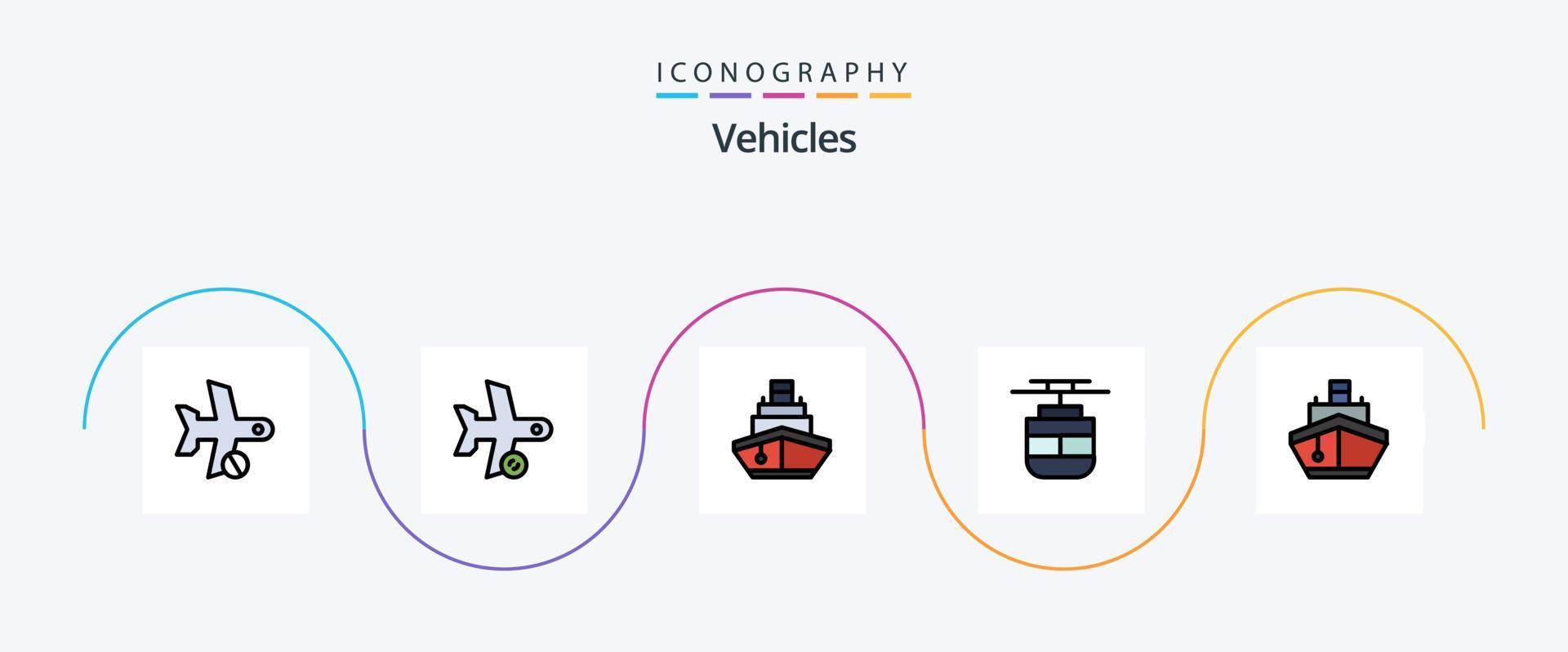 veicoli linea pieno piatto 5 icona imballare Compreso trasporto. tram. trasporto. veicoli. trasporto vettore