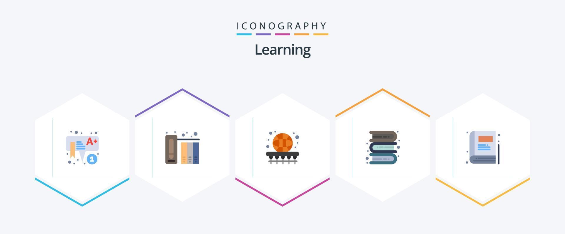 apprendimento 25 piatto icona imballare Compreso libro. conoscenza. sfera. formazione scolastica. apprendimento vettore