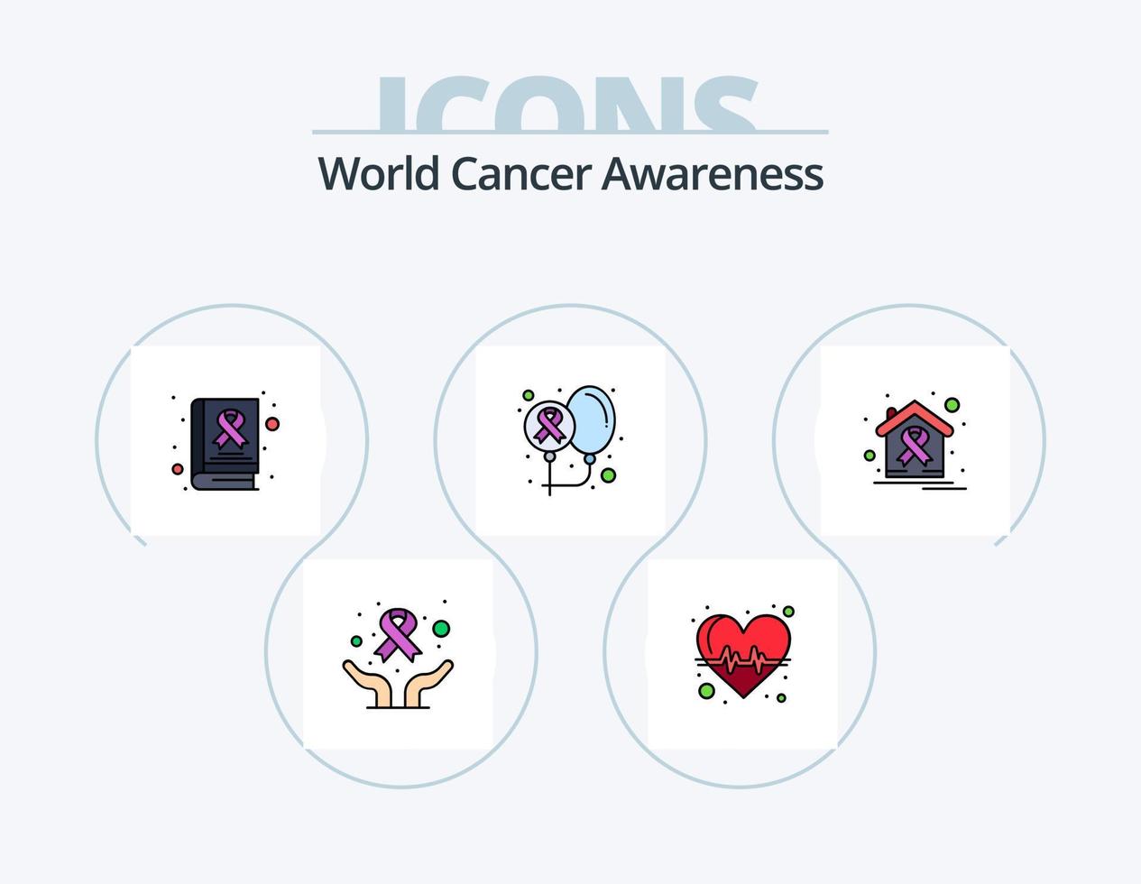 mondo cancro consapevolezza linea pieno icona imballare 5 icona design. consapevolezza. consapevolezza. malato. stetoscopio. mondo giorno vettore