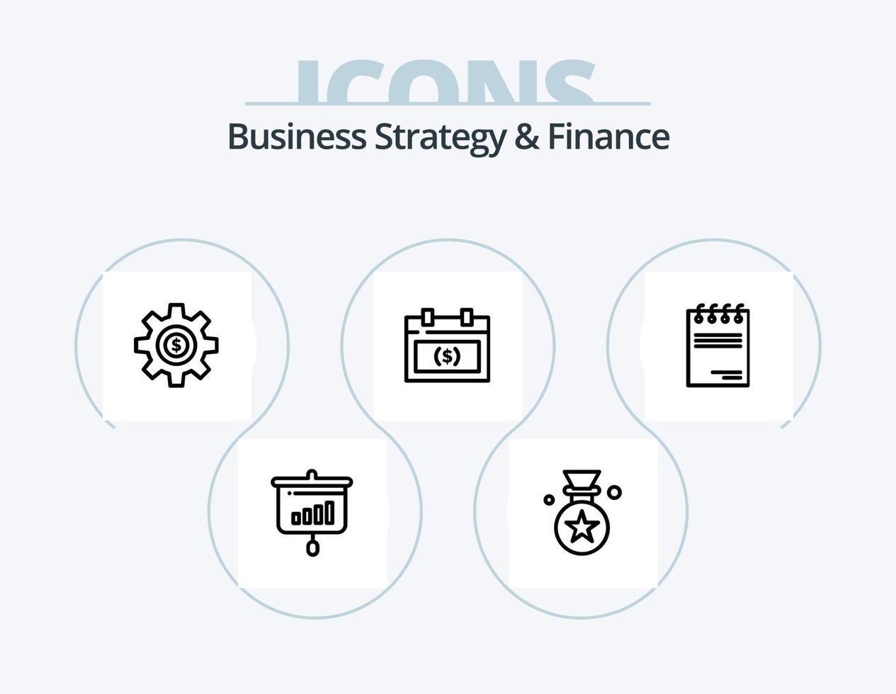 attività commerciale strategia e finanza linea icona imballare 5 icona design. i saldi. grafico. e. legge. finanza vettore