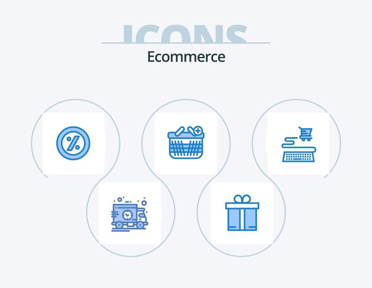 e-commerce blu icona imballare 5 icona design. . in linea. per cento. e-commerce. shopping vettore