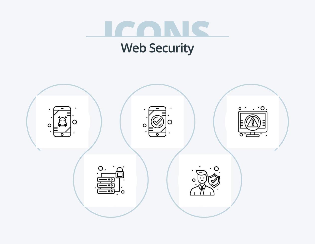 ragnatela sicurezza linea icona imballare 5 icona design. autenticazione. chiave logger. perdita. tastiera del computer. occhio vettore