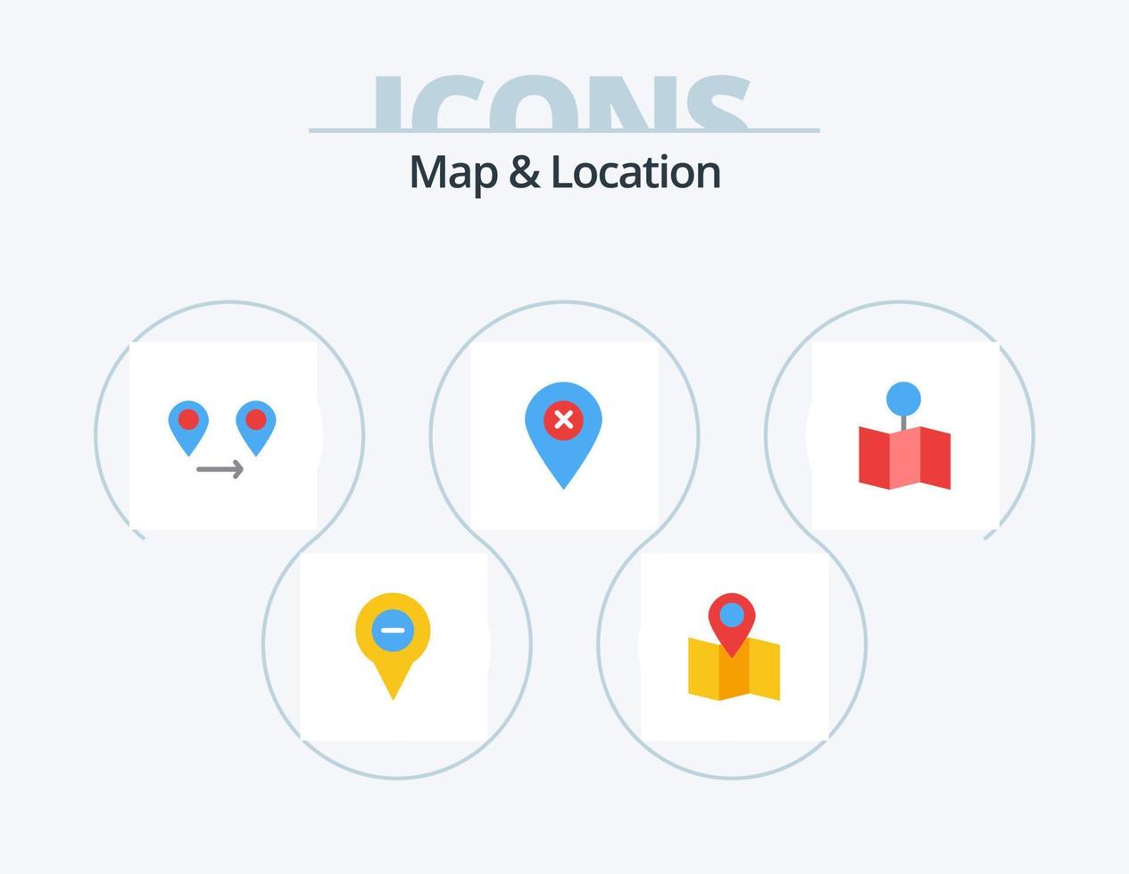 carta geografica e Posizione piatto icona imballare 5 icona design. puntatore. Posizione. GPS. spillo. carta geografica vettore