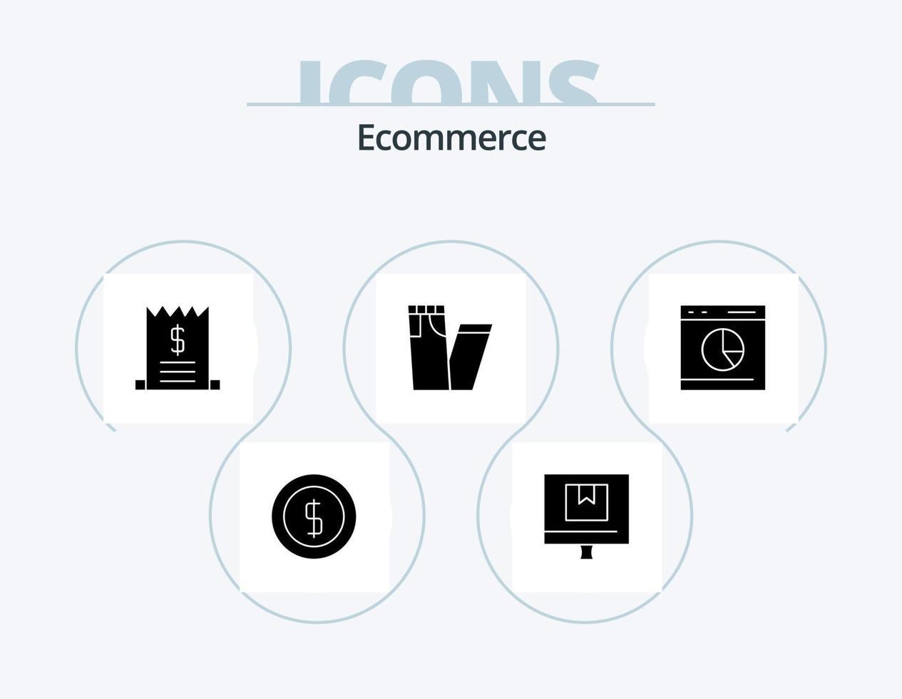 e-commerce glifo icona imballare 5 icona design. diagramma. pantaloni. in linea. jeans. vendita vettore
