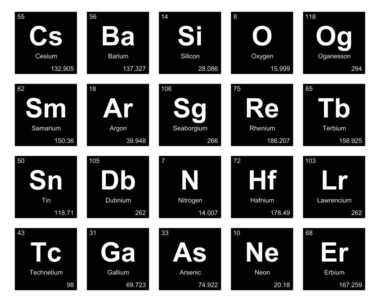 20 preiodico tavolo di il elementi icona imballare design vettore