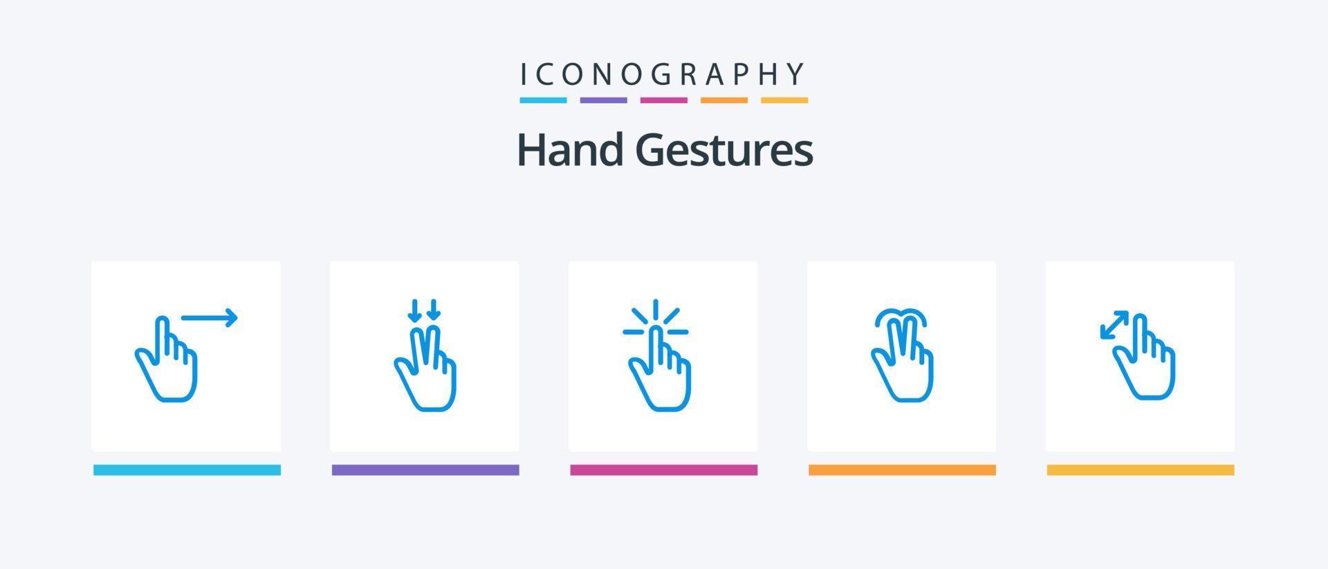 mano gesti blu 5 icona imballare Compreso mobile. gesti. fuori uso. rubinetto. gesti. creativo icone design vettore
