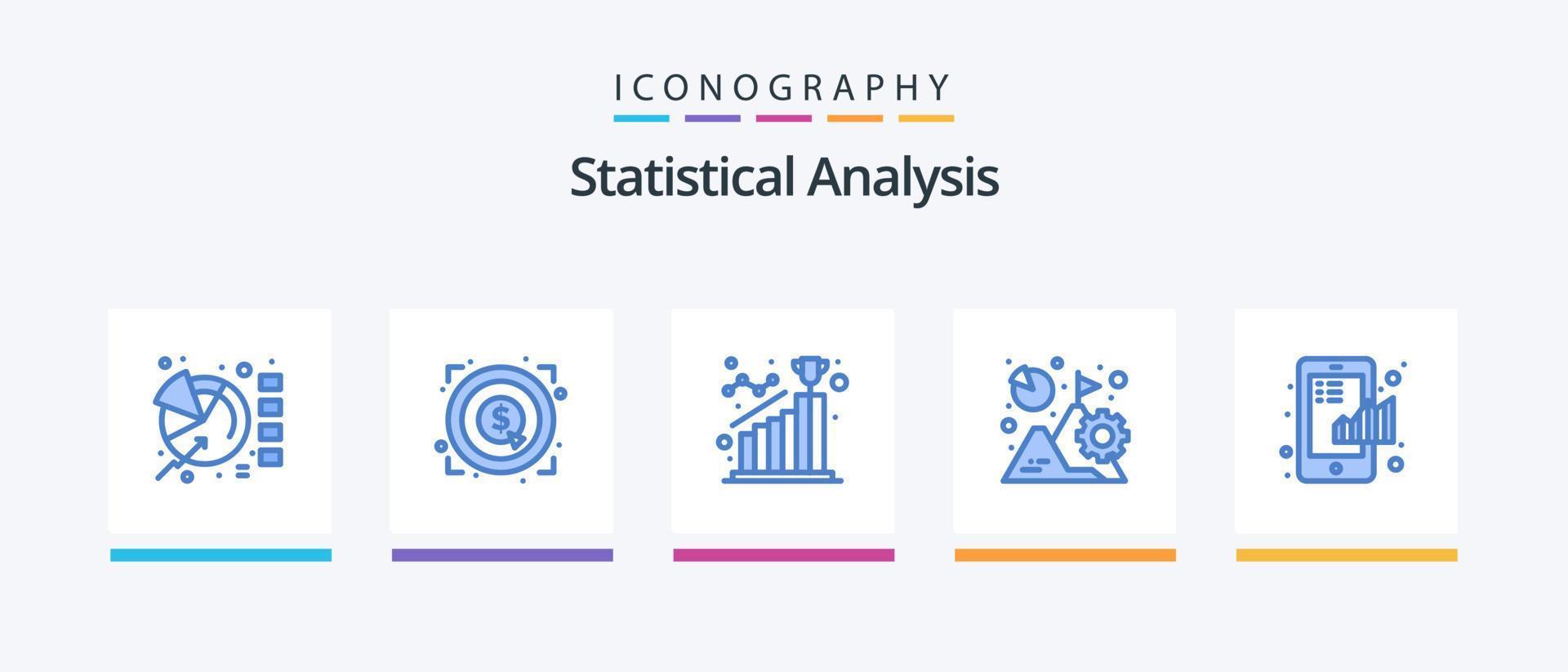 statistico analisi blu 5 icona imballare Compreso missione. grafico. raggiungere. attività commerciale. fare un passo. creativo icone design vettore