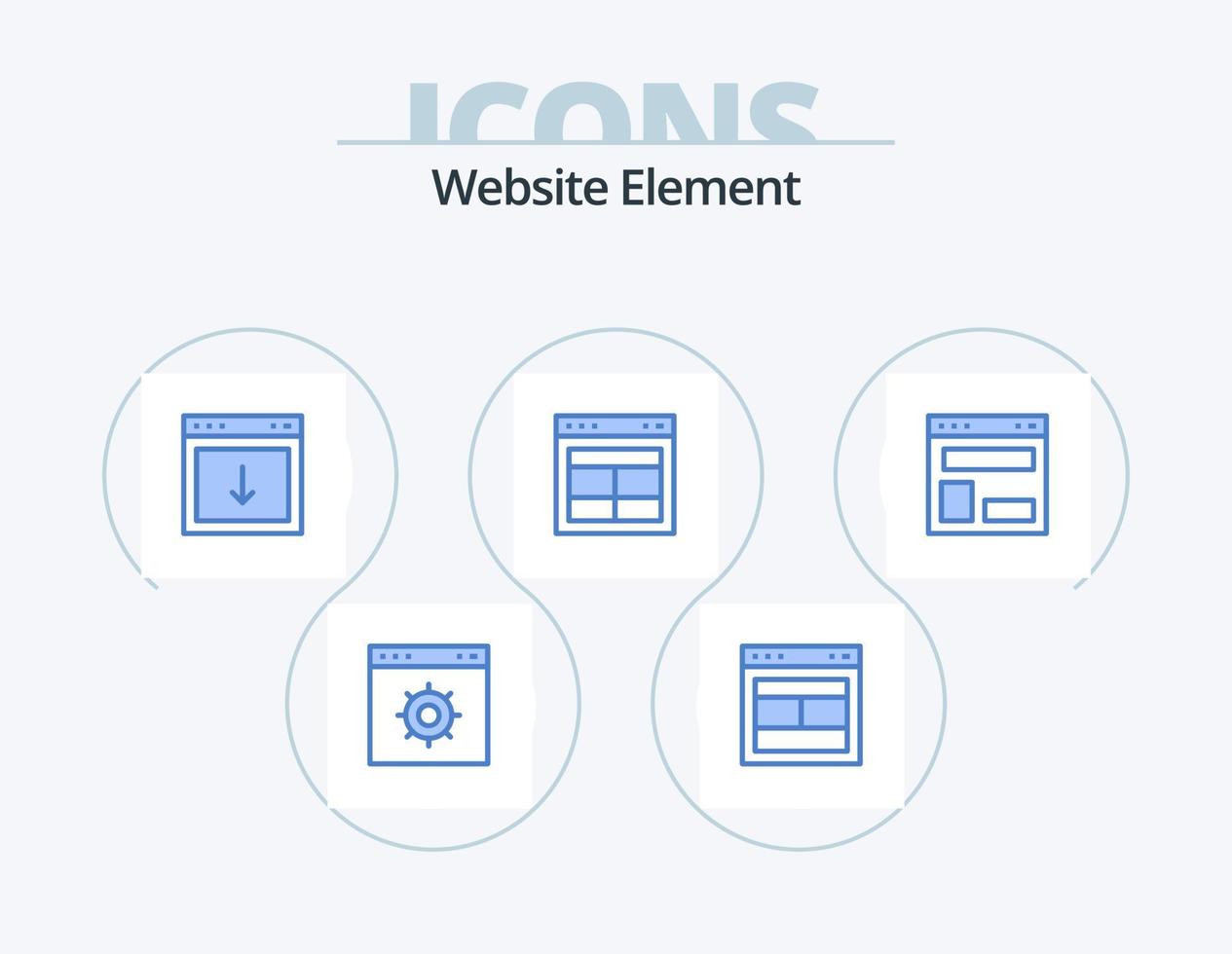 sito web elemento blu icona imballare 5 icona design. testo. interfaccia. sito web. dividere. elemento vettore