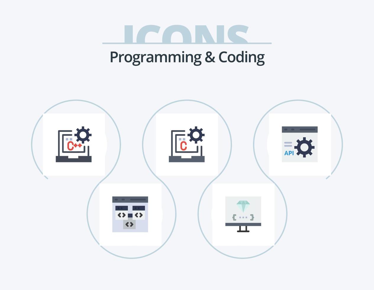 programmazione e codifica piatto icona imballare 5 icona design. sviluppare. browser. sviluppo. sviluppo. codifica vettore