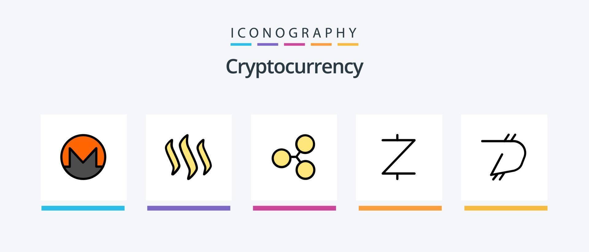 criptovaluta linea pieno 5 icona imballare Compreso crypto . dogecoin . crypto moneta. cripto. creativo icone design vettore