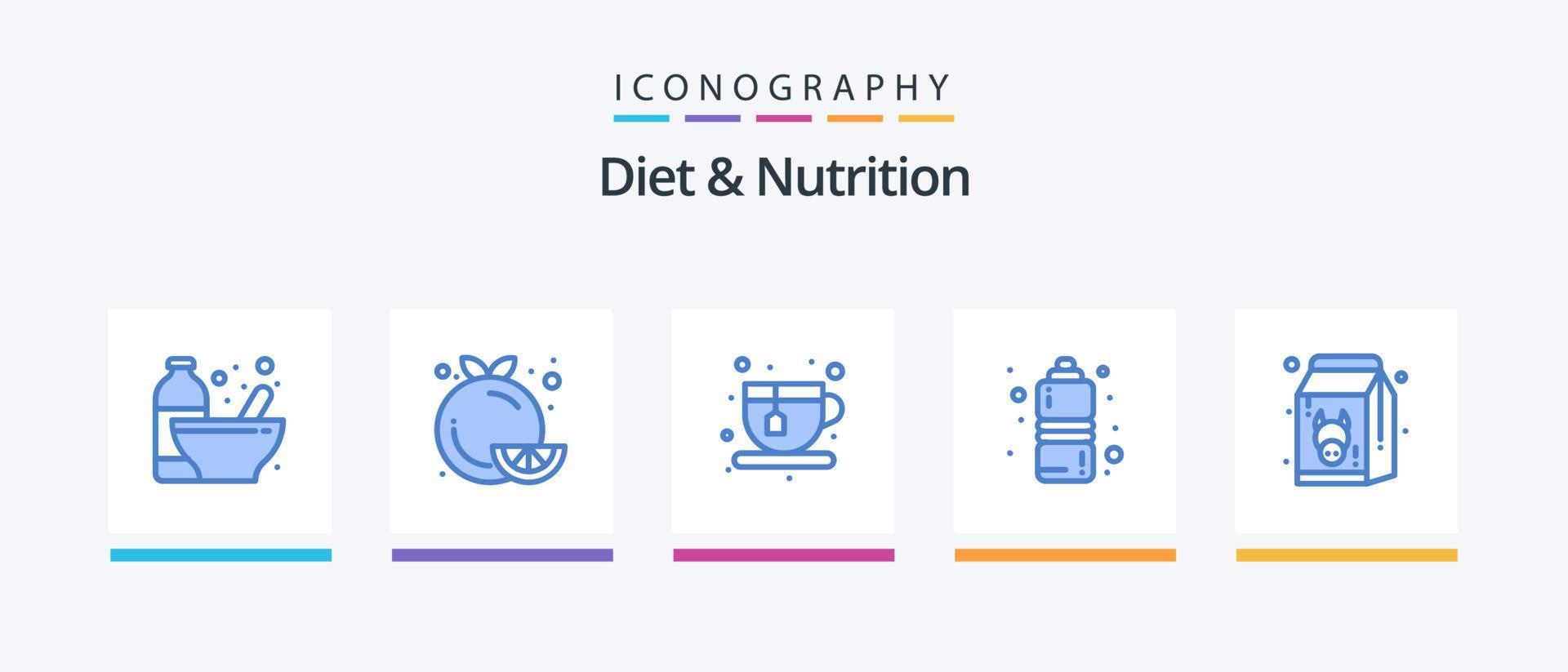 dieta e nutrizione blu 5 icona imballare Compreso dieta. gli sport. salutare cibo. fitness Salute. caffè. creativo icone design vettore