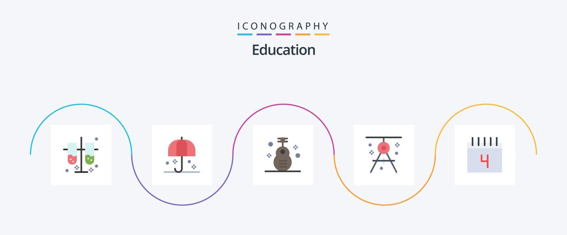 formazione scolastica piatto 5 icona imballare Compreso redazione. bussola. parasole. architettura. strumento vettore