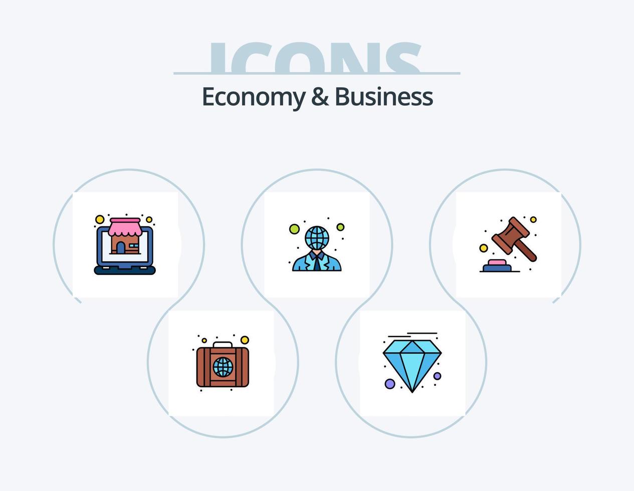 economia e attività commerciale linea pieno icona imballare 5 icona design. documento. mondo. bancario. utente. comunicazione vettore