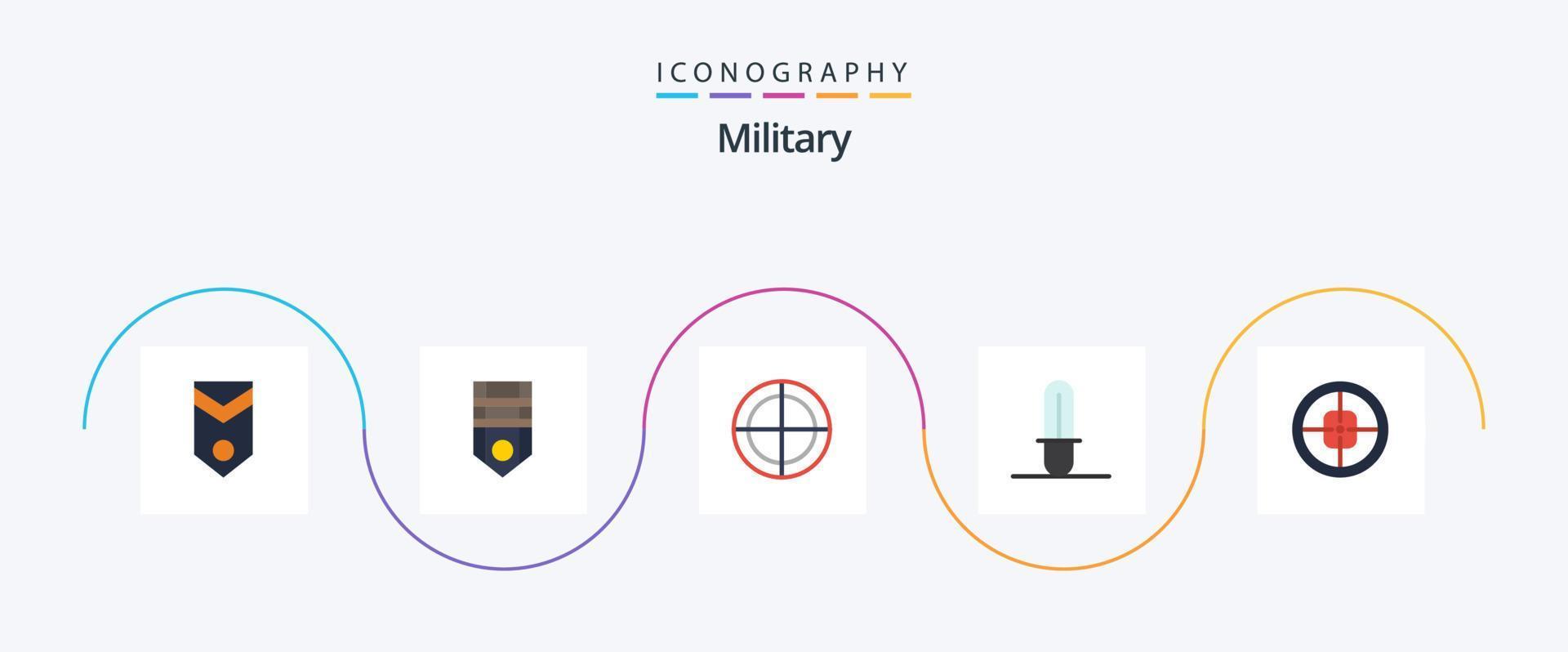 militare piatto 5 icona imballare Compreso distintivo. arma. banda. stella guerre. bersaglio vettore