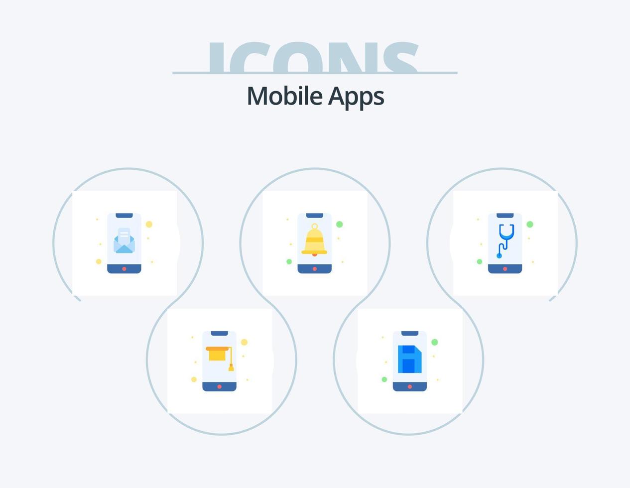 mobile applicazioni piatto icona imballare 5 icona design. Salute. utente. app. notifica. App vettore