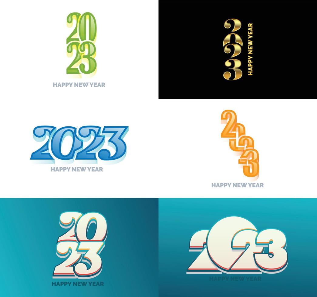 grande impostato di 2023 contento nuovo anno logo testo design 2023 numero design modello vettore