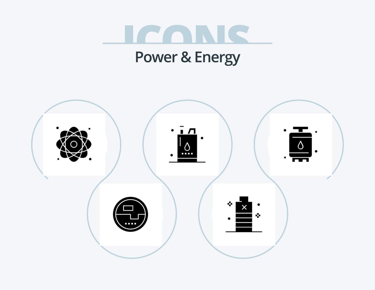 energia e energia glifo icona imballare 5 icona design. gallone. bottiglia. basso. potenza. molecola vettore