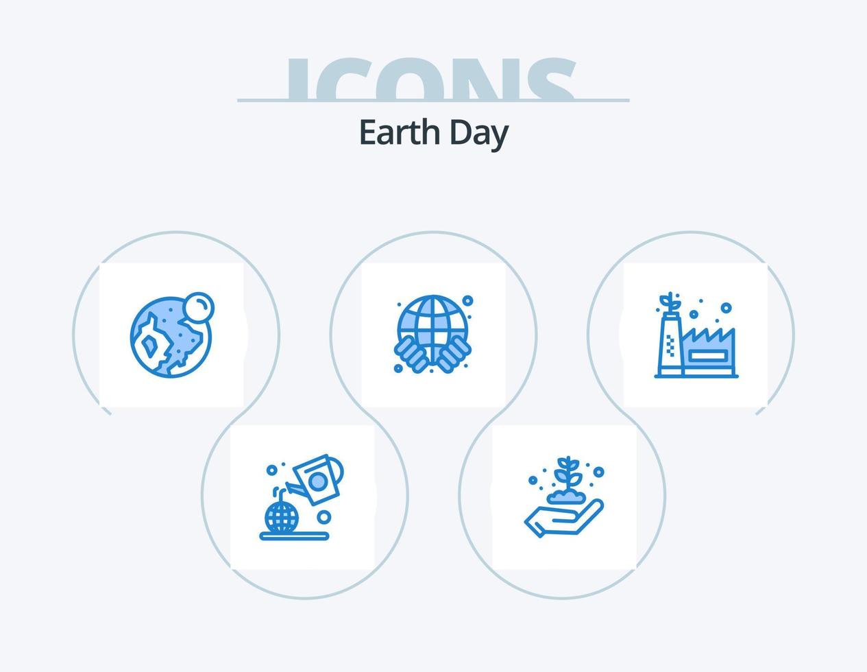 terra giorno blu icona imballare 5 icona design. ecologia fabbrica. sicuro. terra. mondo. terra vettore
