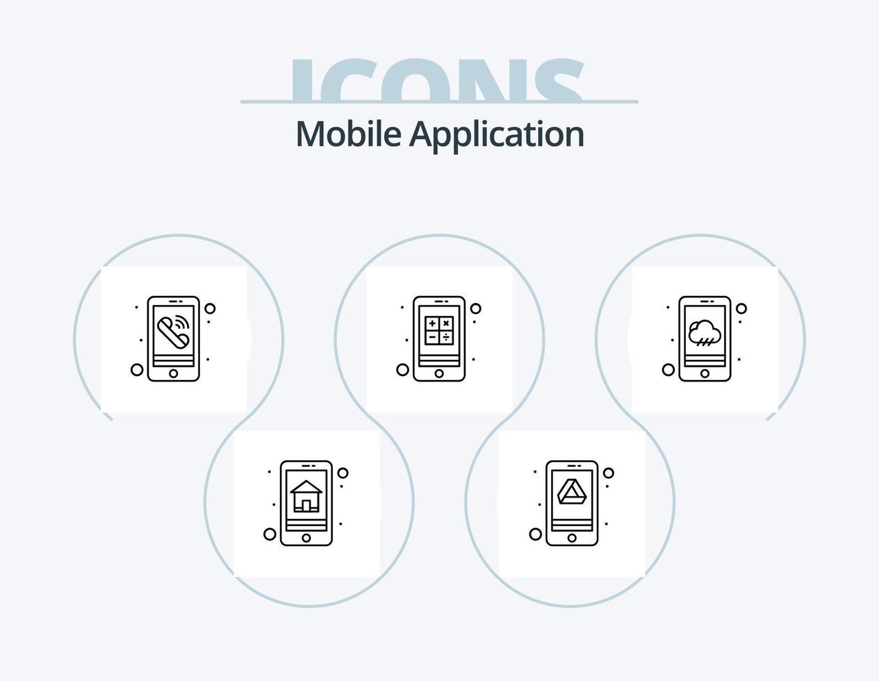 mobile applicazione linea icona imballare 5 icona design. obiettivo. interazione. app. cuculatore. App vettore