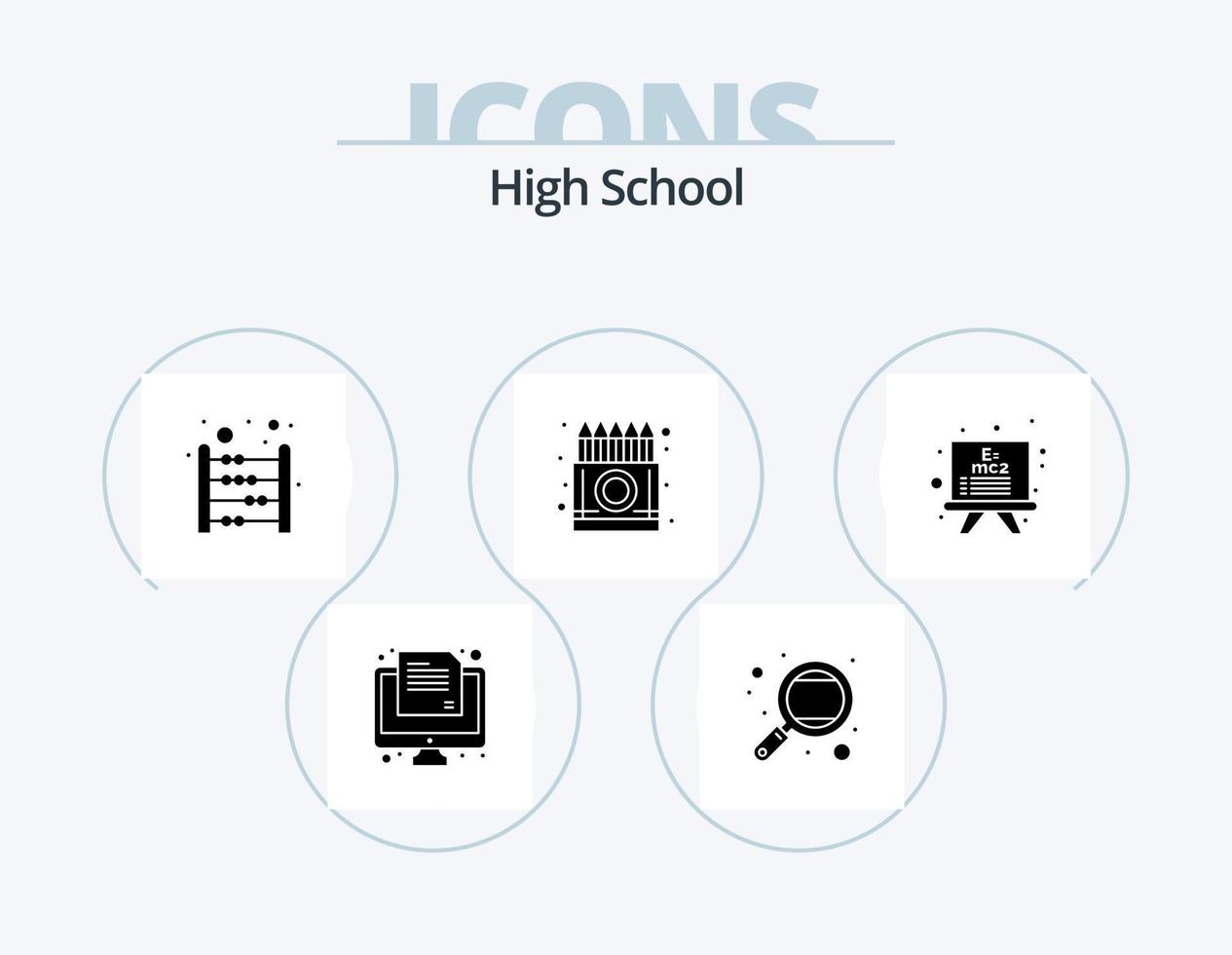 alto scuola glifo icona imballare 5 icona design. matita. pastelli. studia. colore. matematica vettore