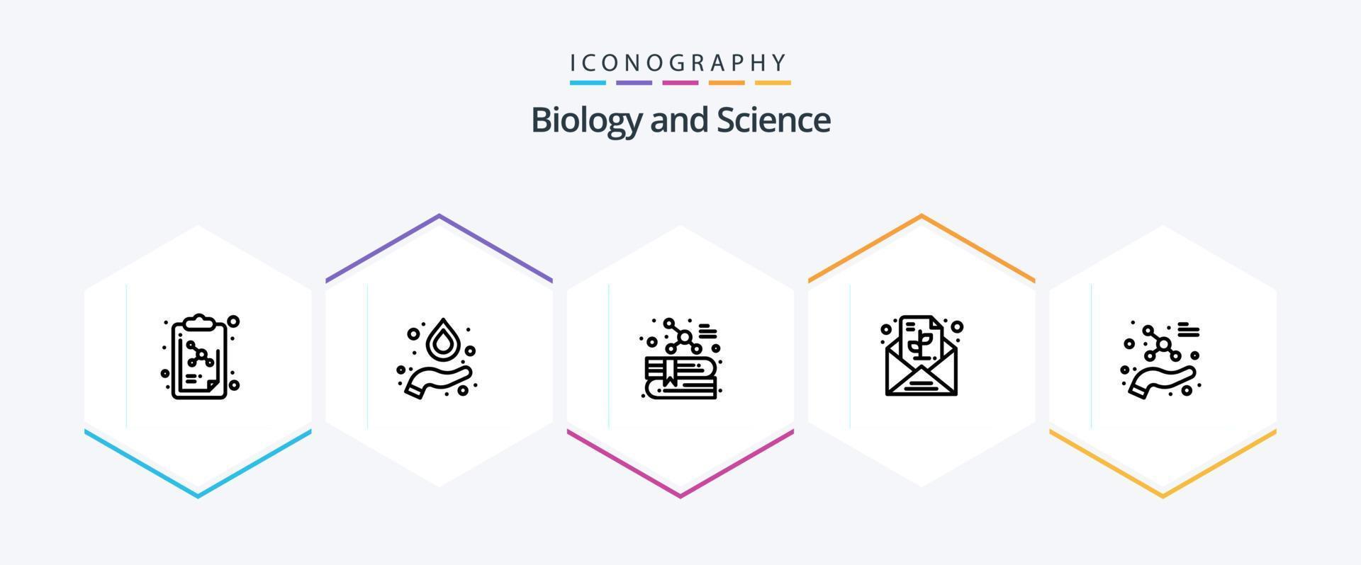 biologia 25 linea icona imballare Compreso scienza. atomo. formazione scolastica. proteggere. carta vettore