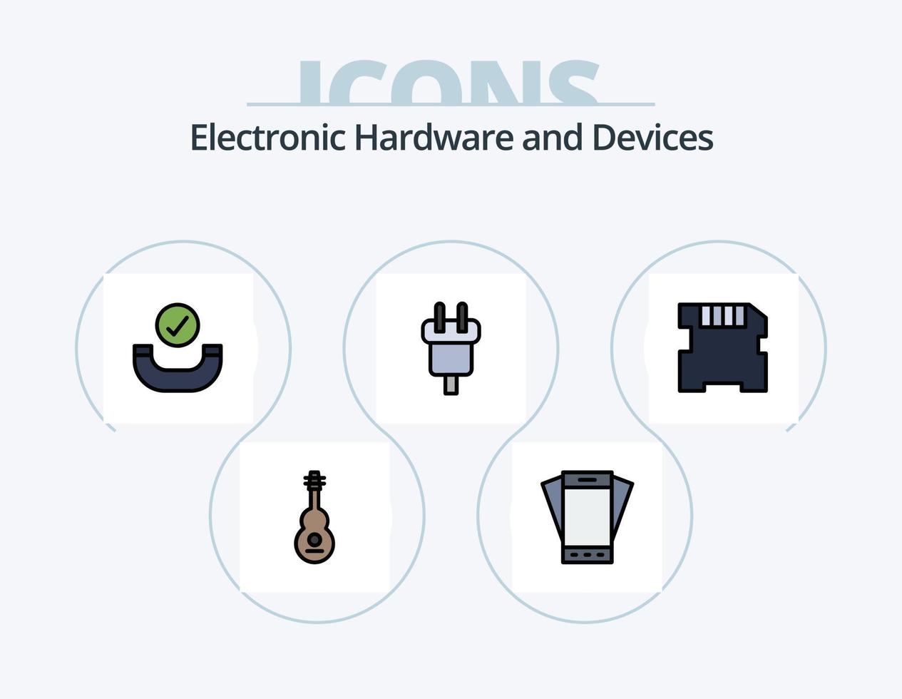dispositivi linea pieno icona imballare 5 icona design. il computer portatile. computer. ruotare. Telefono. il computer portatile vettore
