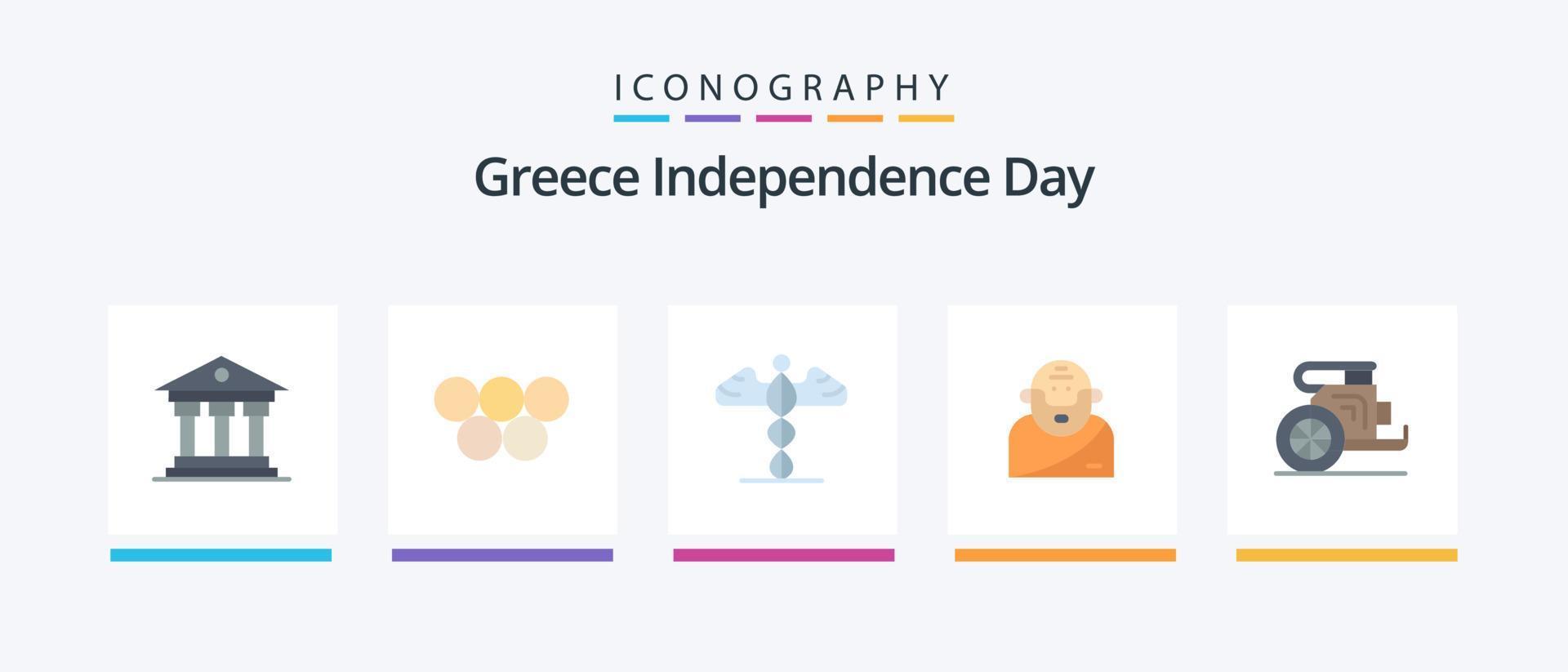 Grecia indipendenza giorno piatto 5 icona imballare Compreso cavalli. vecchio. medicinale. mitologia. Dio. creativo icone design vettore