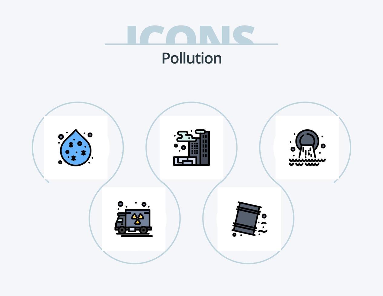 inquinamento linea pieno icona imballare 5 icona design. gas. spazzatura. gas. inquinamento. ambiente vettore