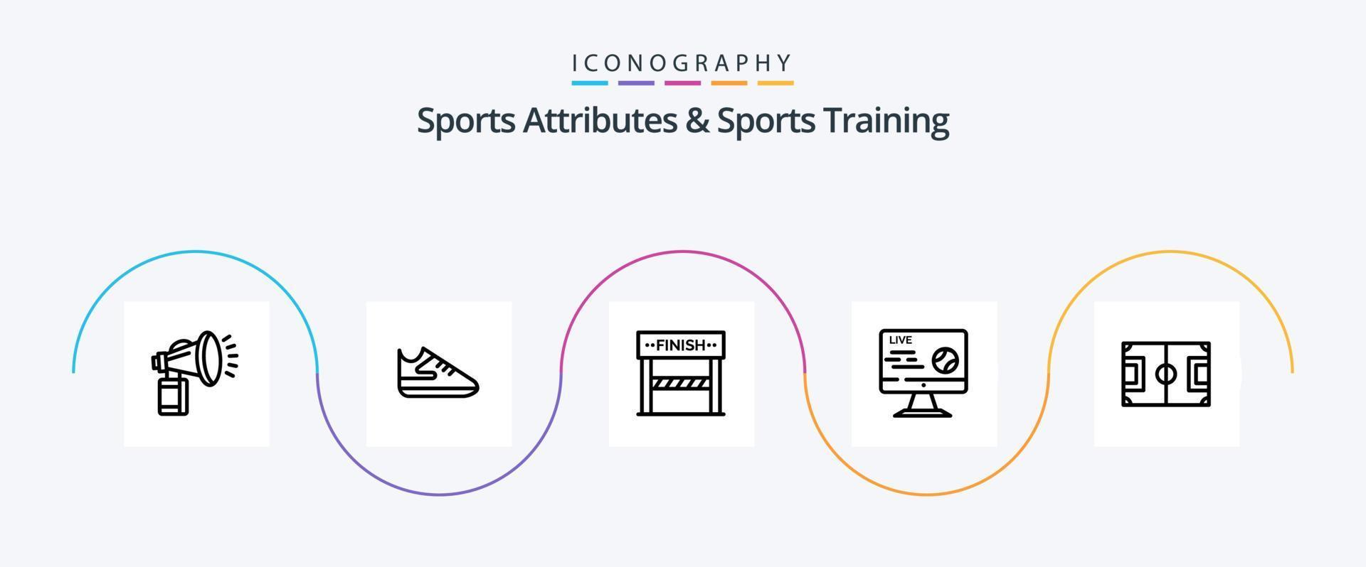 gli sport attributi e gli sport formazione linea 5 icona imballare Compreso campo. sport. finire. calcio. calcio vettore